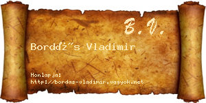 Bordás Vladimir névjegykártya